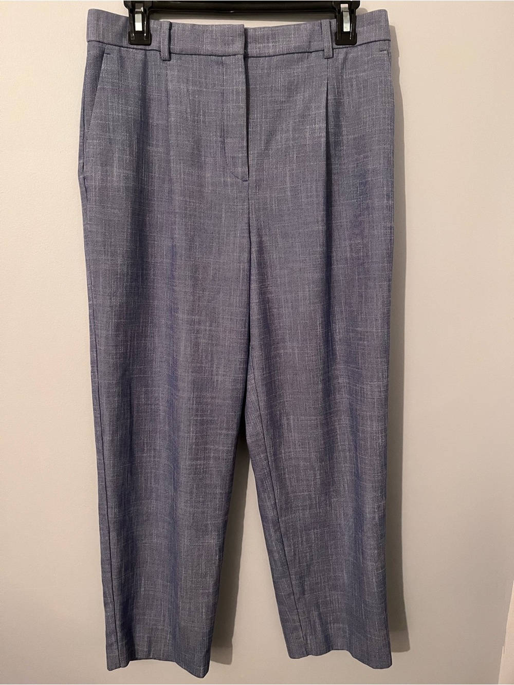 Classic Ann Taylor Straight-Leg Crop Pleated Dress Pants in Light Blue Sz 6